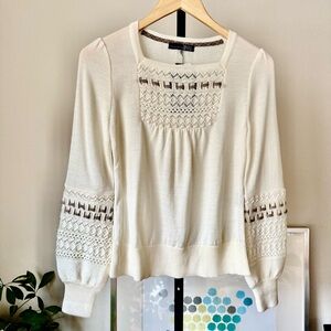 NWT DAKS LONDON SWEATER XS XXS Retailed $300+ Made In Japan Ribbons Crochet